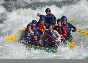 Team building, rafting, barco, rio, equipa, grupo, diversão, desporto
